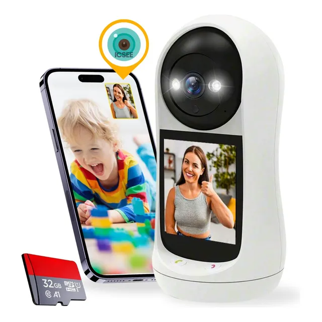 Kit Camera Ip Icsee Wifi Zoom Baby C/ Cartão Memória Sd 32gb