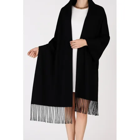 Cachecol Lenço Echarpe Xale Pashmina Versátil Várias Cores Preto Único