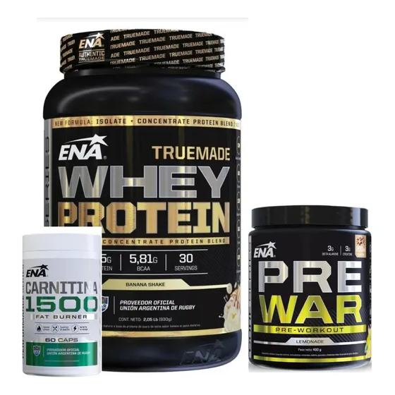 Combo Definine Whey Protein True Made+pre War+carnitina Ena