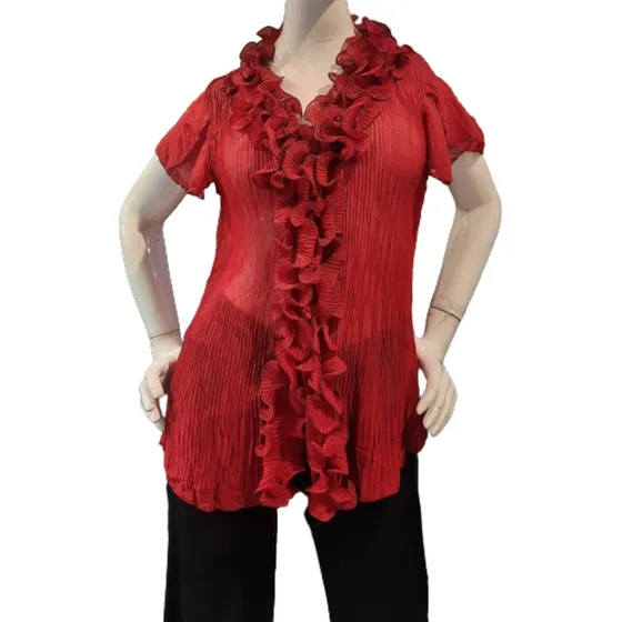 Camisa De Vestir Fiesta Mujer Gasa Manga Corta 