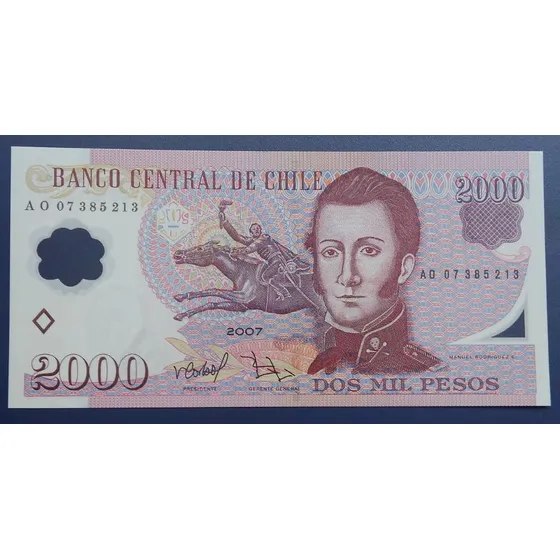 Chile: Bela Cédula 2.000 Pesos De 2007 Fe - Polímero Escassa