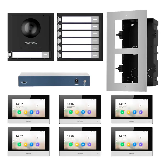 Kit Video Portero Ip 6 Departamentos Full Hd App Ds-kd8003