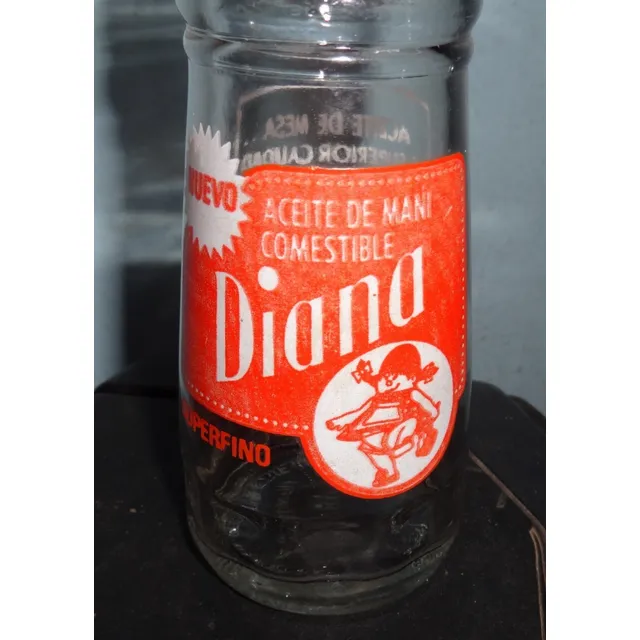 Antigua Botella Aceite Diana Mani Coleccionable Vacia + Tapa