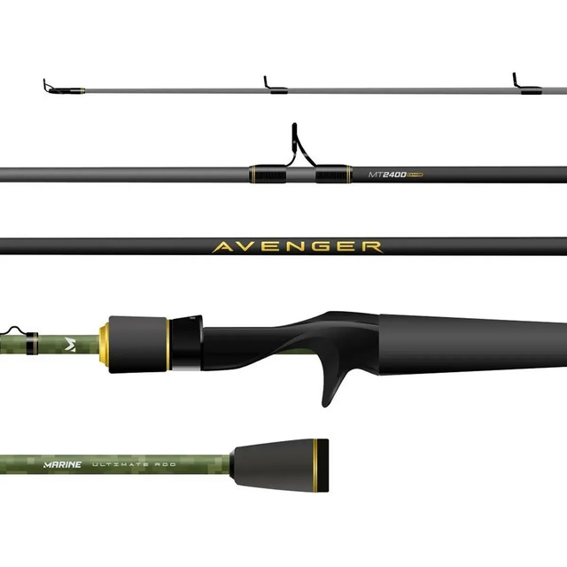 Vara De Pesca Carretilha Marine Avenger 4 Partes 25lbs Verde-escuro