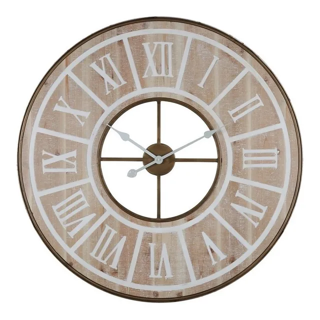 Reloj De Pared Mdf D82x4cm Color Madera/blanco