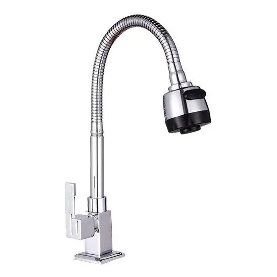 Griferia Fregadero Cuello Cisne Flexible Acero Inox Vert
