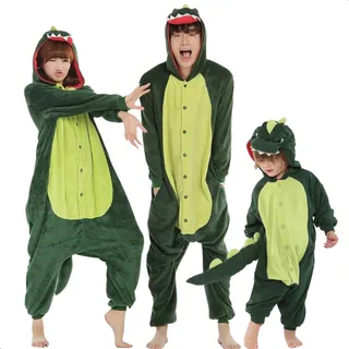 Pijama Plush Kigurumi Dino Verde Adulto Unissex Pijama Plush Kigurumi Dino Verde Adulto Unissex