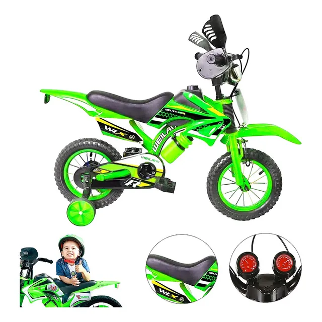Bicicleta Infantil Motocross Niño R-12 Ruedas Entrenamiento Color Verde Tamaño del cuadro 12