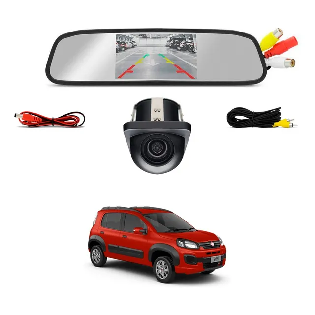 Retrovisor Com Câmera De Ré Fiat Uno 2015 2016 2017 2018