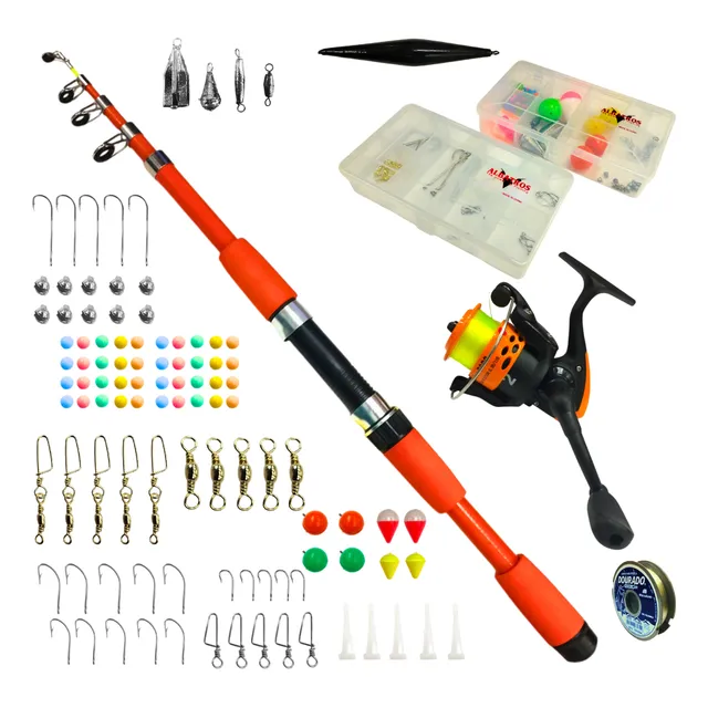 Kit Combo Pesca Infantil Niño Caña + Reel + 76 Articulos