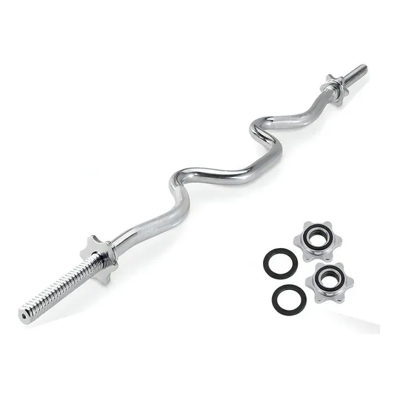 Barra Ez W Cromada Maciza Curva Biceps Triceps Topes Rosca Curva Pronunciada