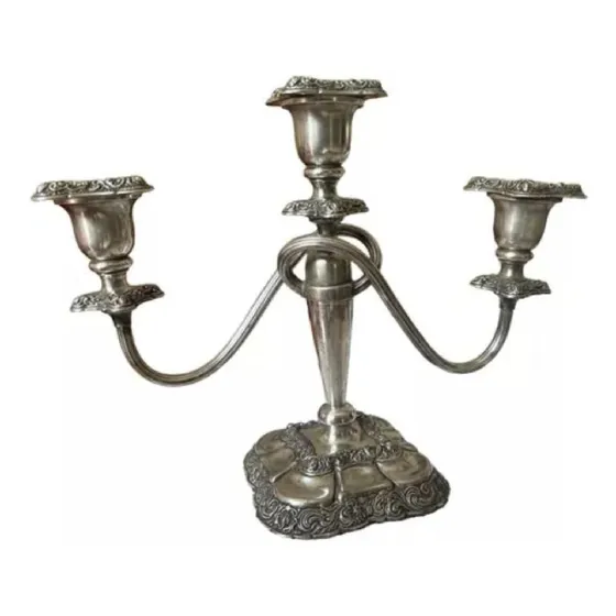 Candelabro Rep.sheffield Imperial Bronce Y Plata 3b Plata