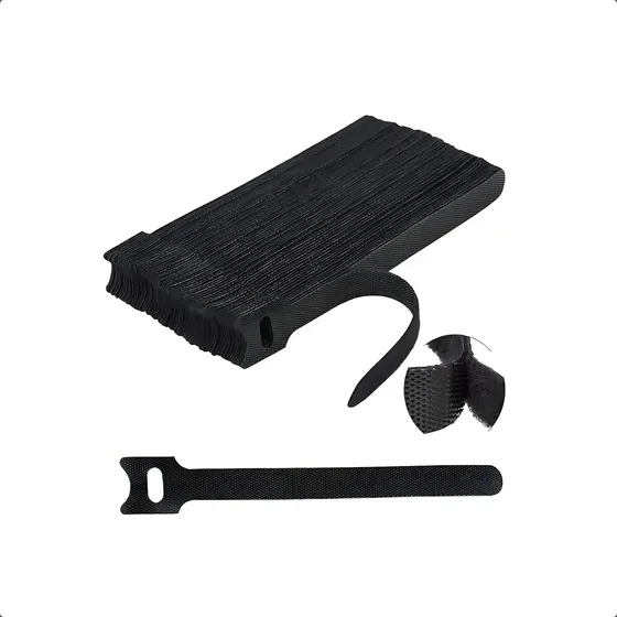 Bridas Amarra Cables Velcro Cinta Color Negro 50 Unidades