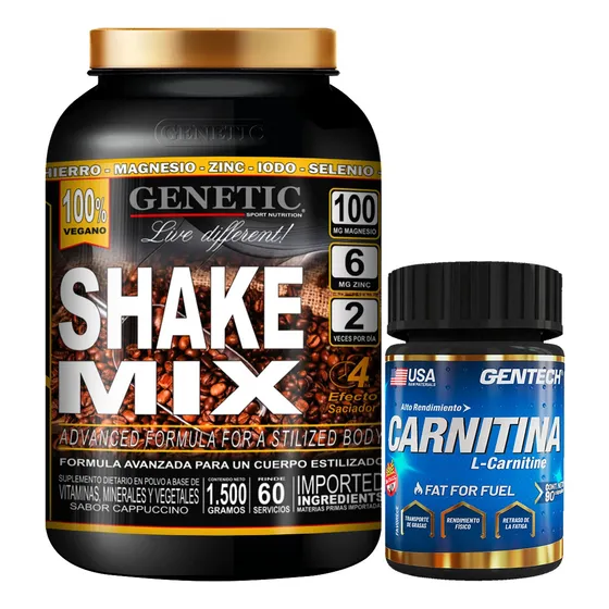 Batido Dieta Vegano Shake Mix Quemador Carnitina Genetic