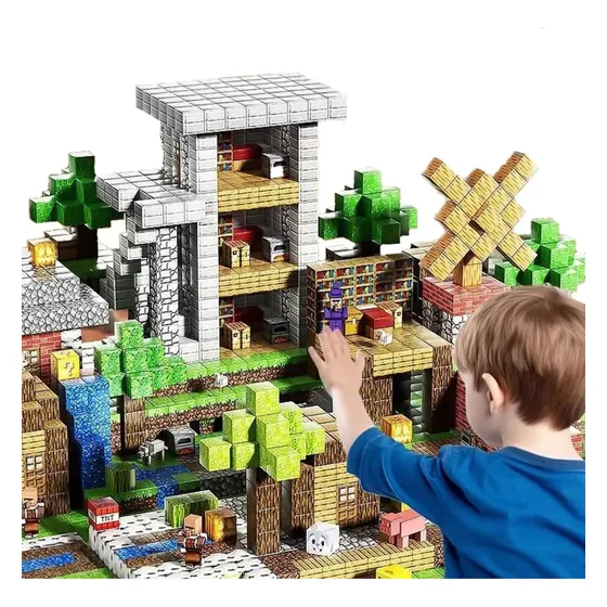 Bloques Magnéticos Minecraft Construction, 136+8 Piezas 