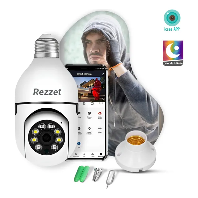 Camera De Segurança Ip Inteligente Lampada Panoramica App Yoosee Wifi Espiã Giratoria 360º Fergusom Branco