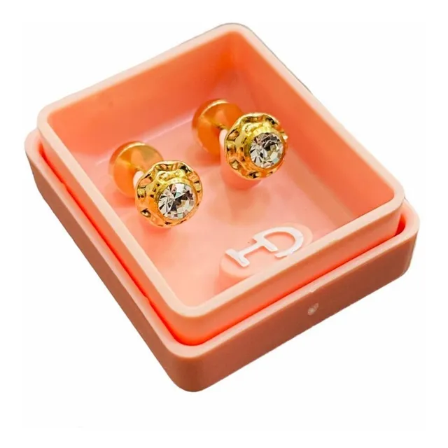 Abridores  Bebe Perno Oro 18kts Mod. 360 Ch Piedra Blanca