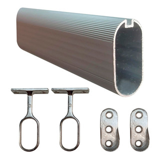 Caño Aluminio Reforzado Oval Perchero Placard 1,5mt + Soport Caño Aluminio Reforzado Oval Perchero Placard 1,5mt + Soport