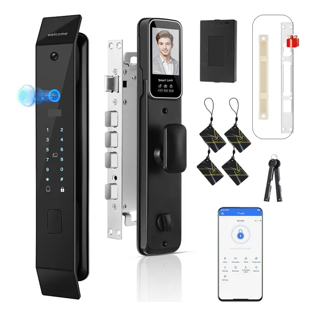 Cerradura Seguridad Inteligente Electrónica Suzwip® With App Y 6 Desbloquear, Lock Puerta Smart Digital Wifi con pantalla y mando a distancia, derecha/izquierda