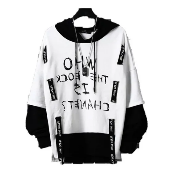 Sudadera Nueva Falso De Dos Piezas Coreano Moda Hip-hop