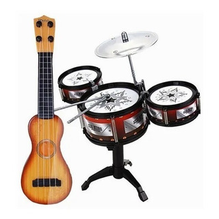 Conjunto De Batería De Jazz Para Niños + Guitarra De Ukelele Conjunto De Batería De Jazz Para Niños + Guitarra De Ukelele