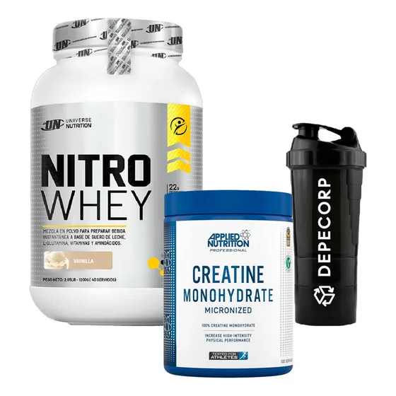 Pack Nitro Whey 1kg +creatina Applied Nutrition 500gr+shaker