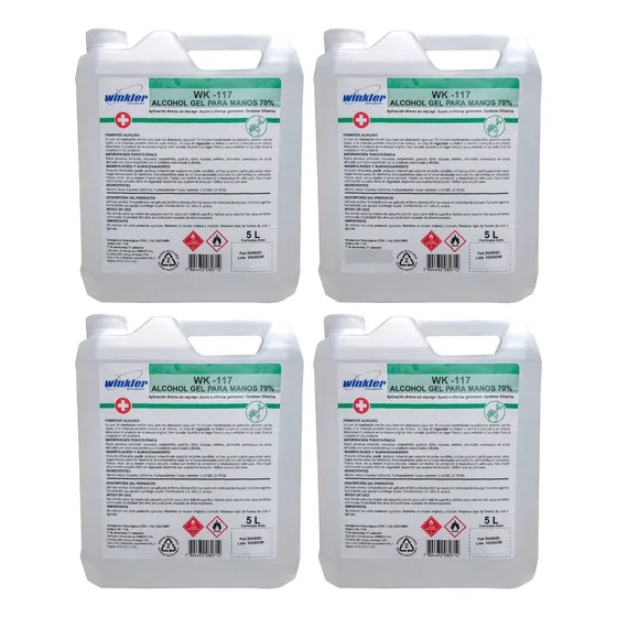Alcoholgel 70% - Pack 4 Bidones 5 Litros - Certificado Isp