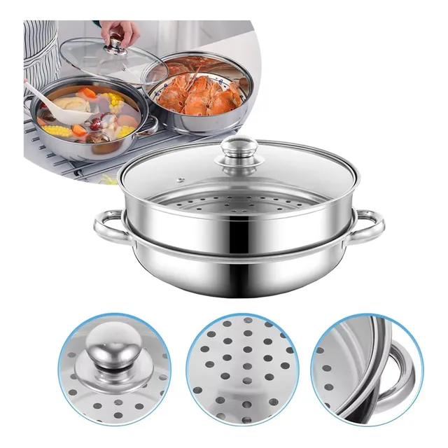 OEM Olla De Acero Inoxidable Vaporera De Cocina 2 Capas 28cm