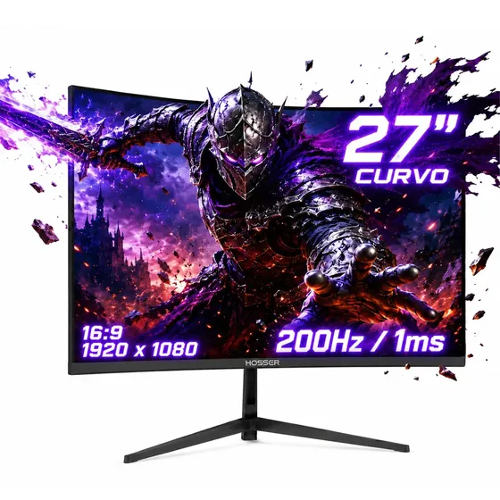Monitor Gamer Curvo 27 Hosser Fhd 200hz Gaming Freesync 1ms Negro