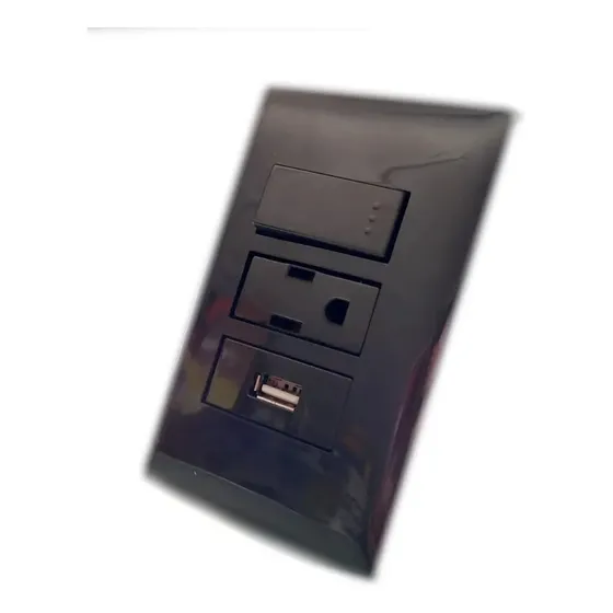 Placa Armada Contacto + Apagador Sencillo + Usb, Negro 10pzs