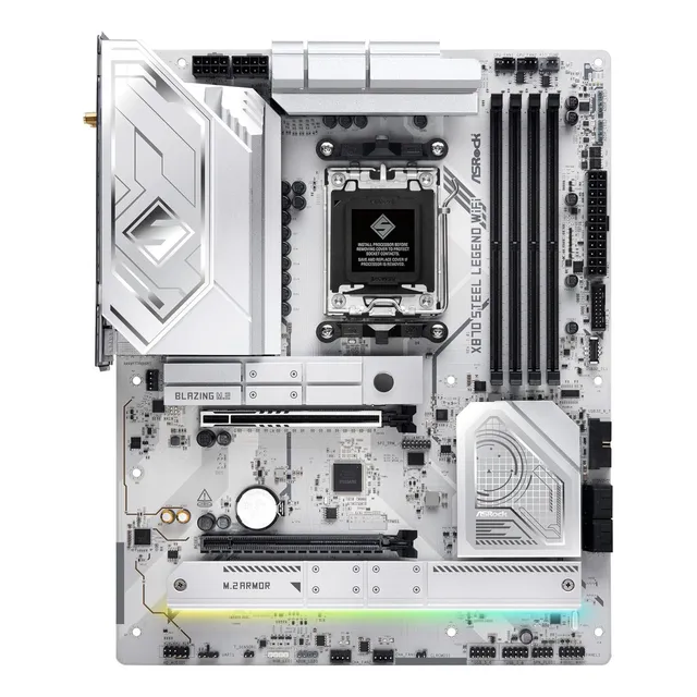 Placa base Asrock X870 Steel Legend Wifi de 7 sockets AM5 DDR5, color blanco