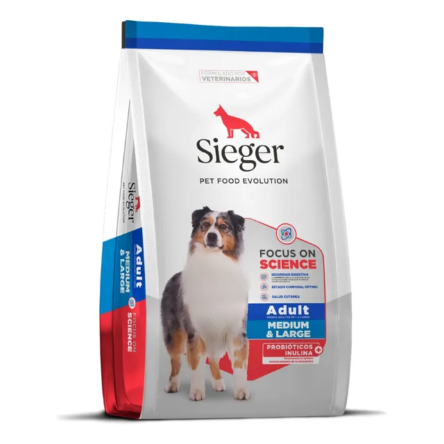 Alimento Sieger adulto raza mediana y grande 15kg
