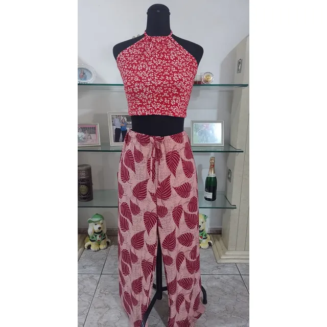 Pantalon Casual  O Playero Con Top En Tela Licrilla