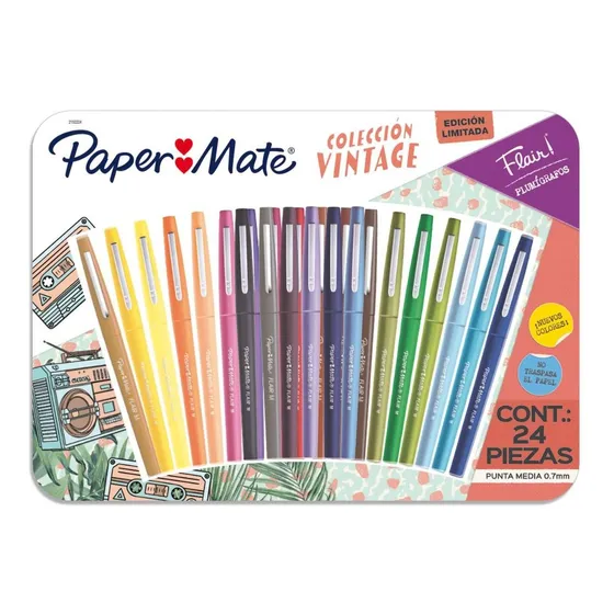 Rotulador Paper Mate Flair Colección Vintage Set Surtido X24
