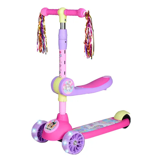 Scooter 2 En 1 Apache Trixie Con Asiento Y Luces 3 A 7 Años Color Rosa chicle