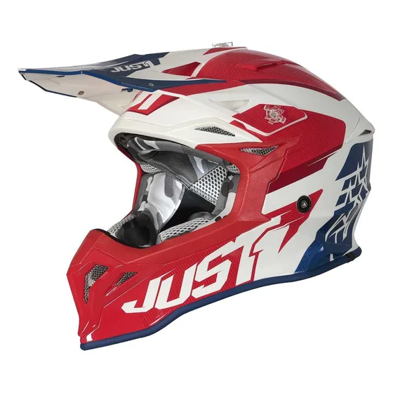 Casco Motocross J39 Stars Red Blue White Just 1