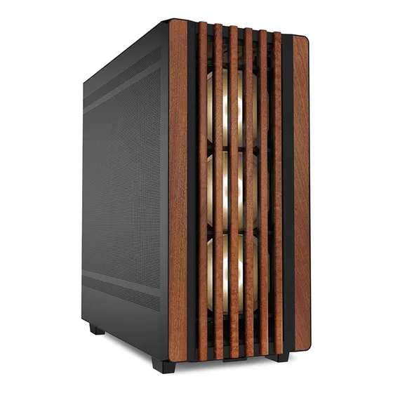 Gabinete Atx Gamer Sharkoon Rebel C70m Rgb Diseño Madera