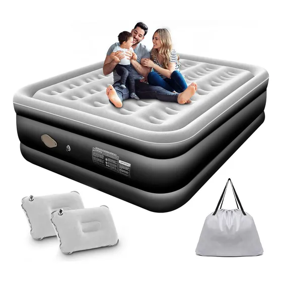 Colchón Inflable de 203 cm x 152 cm x 46 cm Queen Color Gris/negro hasta 500lb