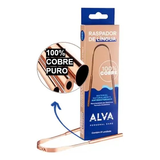 Alva Raspador De Lingua Limpador Limpa Lingua 100% Cobre