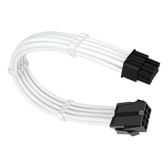 Cabo Sleeved Branco Extensor Para Fonte Gpu 6+2 = 8 Pinos