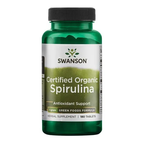Suplemento en cápsulas de espirulina orgánica certificada Swanson Ultra, vitaminas, espirulina orgánica certificada en un bote de 0 ml (180 unidades)