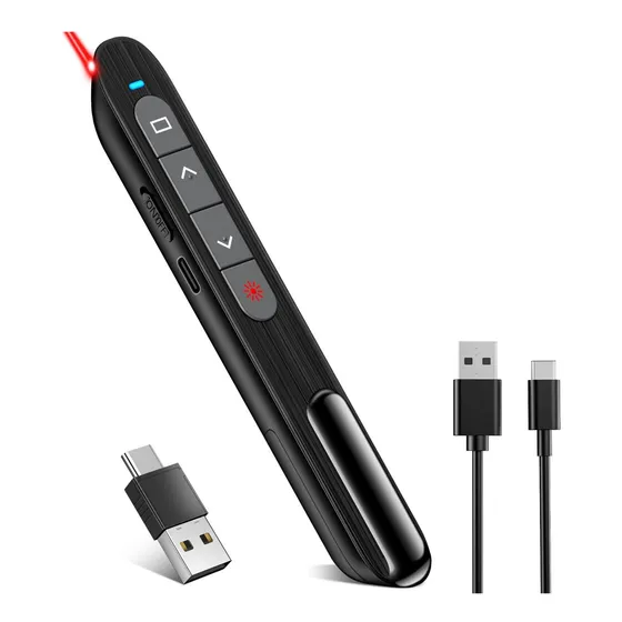 Clicker De Presentación Usb Tipo C 2-in-1 Con Puntero Láser 