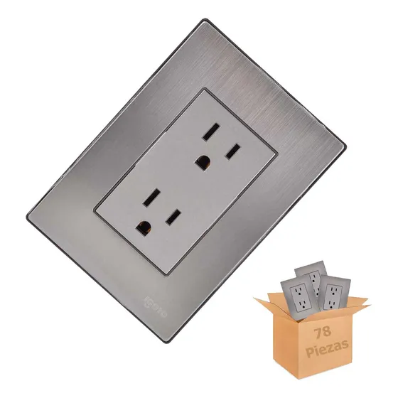 Placa Armada Contacto Duplex Inox1001 Igoto Plata 78pz