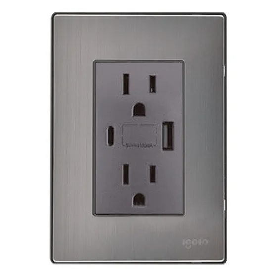 5 Pack Placa Inox Y contacto Duplux + Usb+ Usbc Oxford