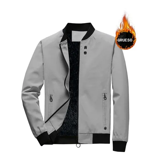 Chamarra Bomber Con Forro De Peluche Termica Casual Hombre