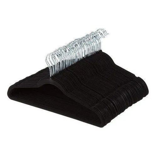 Pack De 100 Perchas De Terciopelo En Color Negro