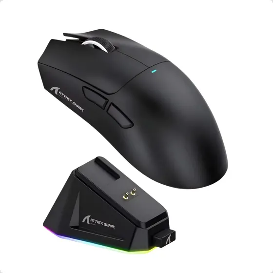 Mouse Gamer X11 Attack Shark Tri Mode 22000 dpi Paw3311 Dock Color Negro