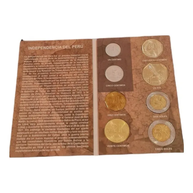Album Peru Cono Monetario Del Bicentenario Con 8 Monedas Unc