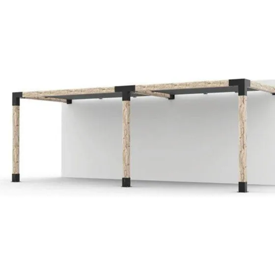 Kit Uniones Metalicas Para Pergolas Madera A Muro De 3x6 Mts Negro