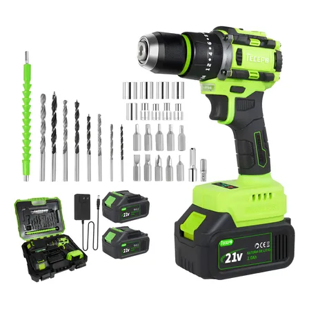 Furadeira Parafusadeira Brushless Com 2 Baterias 2 Ah Tecepo Verde-limão 127/220v 60hz